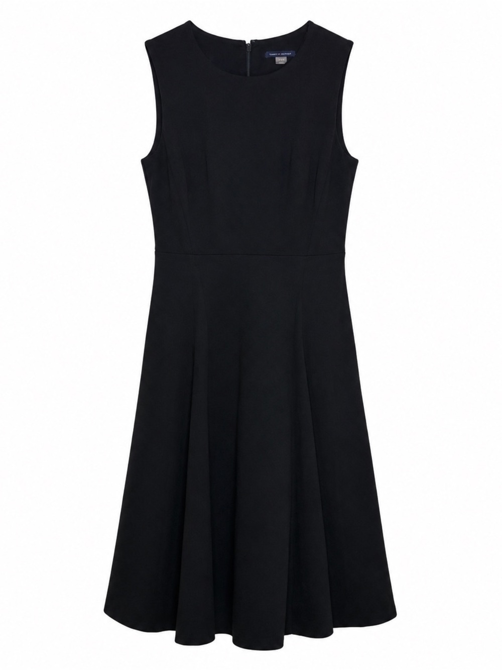 Tommy Hilfiger Black Fit Flare Dress Size 4 Sleeveless Zip Career Business Midi - Picture 2 of 5